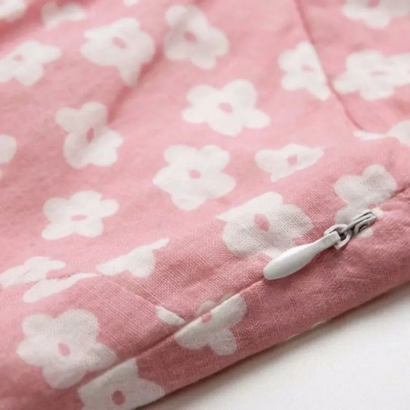 NEW! Pink “Daisy Doll” Floral Print Puff Sleeve Mini Dress - Picture 10 of 12